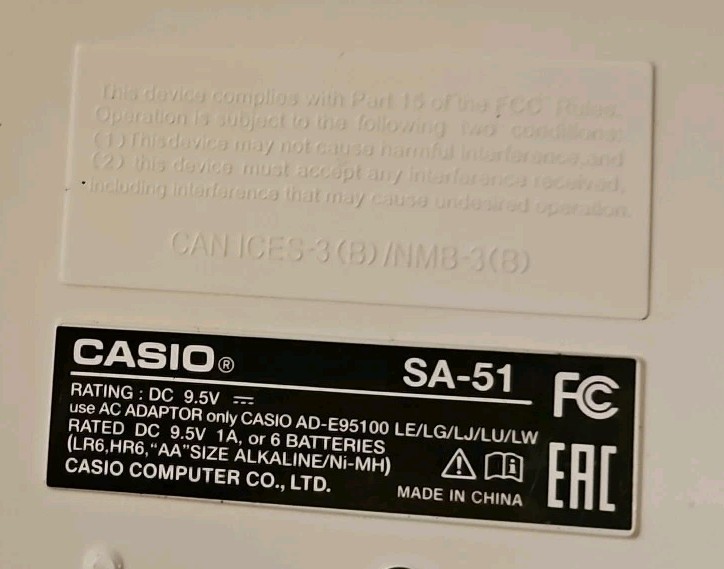 Casio SA-51 32-Key Mini Portable Keyboard Black Tested & Working