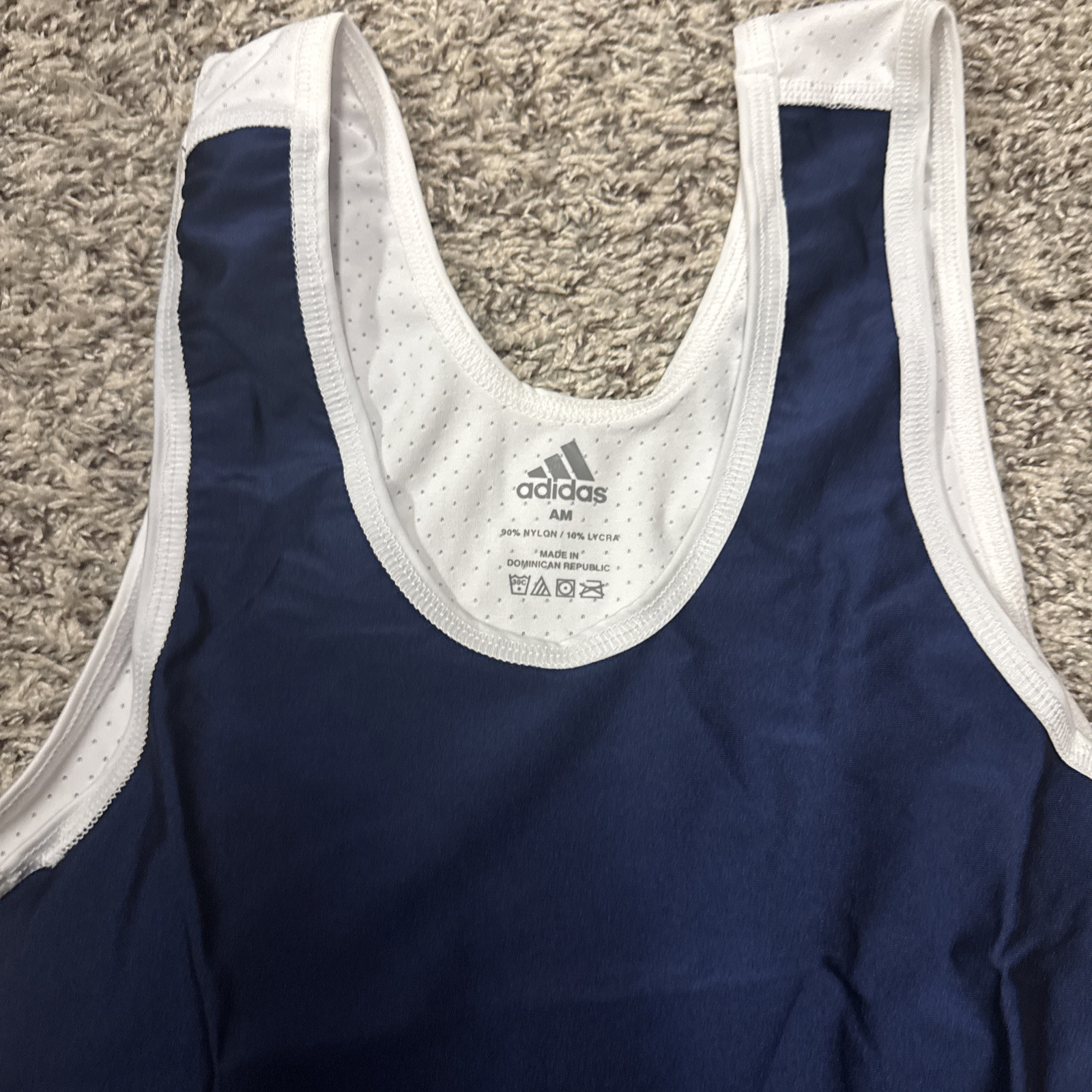 New without Tag Adidas Wrestling Singlet Navy and White Adult Medium