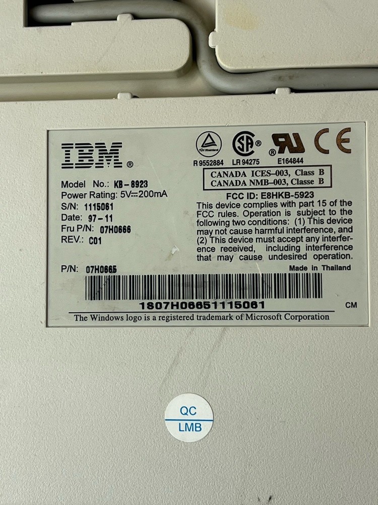 ⌨️VTG. IBM KB-8923 Computer Keyboard Untested Retro Computing 1 Day Ship!👍