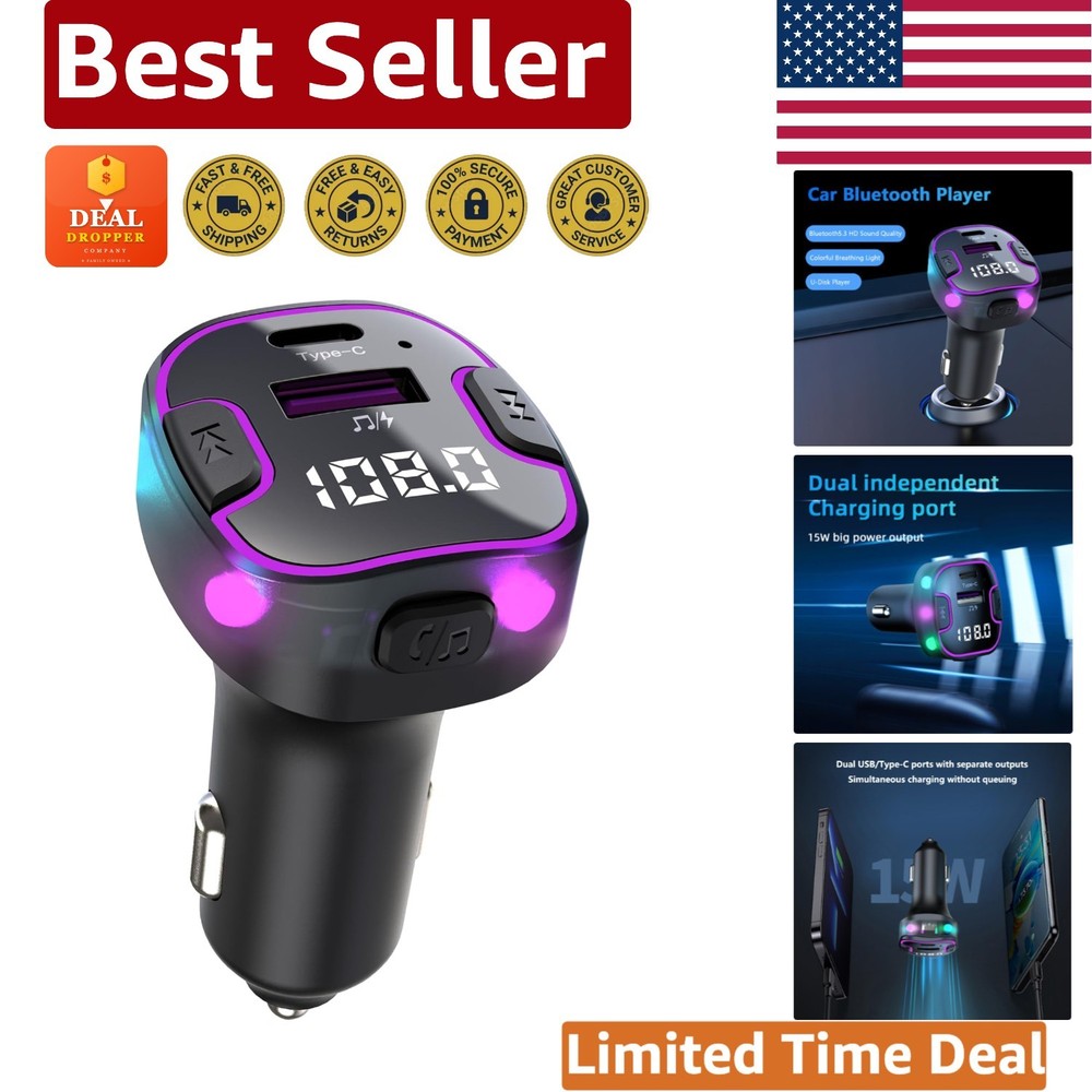 PD & QC3.0 Fast Charging FM Radio Transmitter & Bluetooth Receiver in Purple