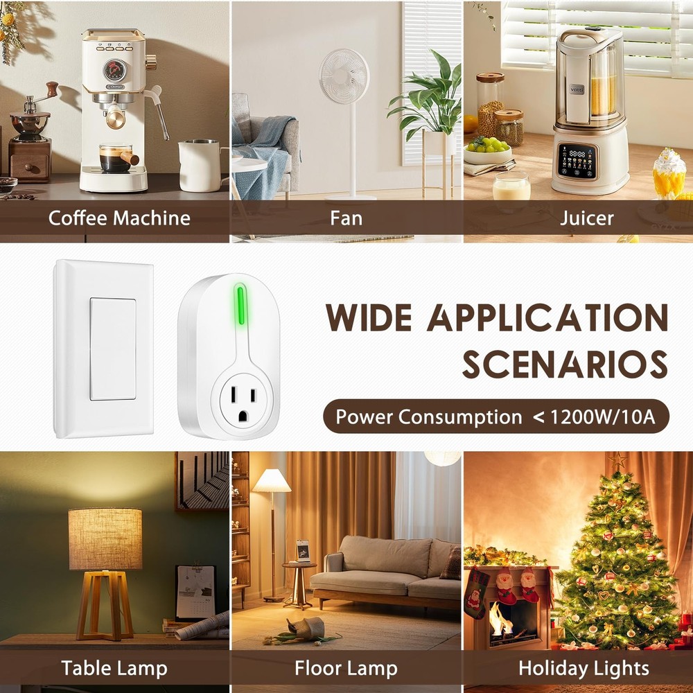 - Wireless Remote Control Outlet, Indoor Remote Light Switch for Plug in Lamp...