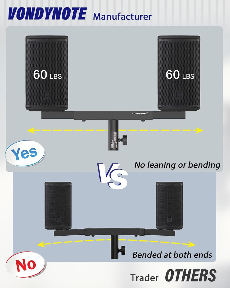 Dual Speaker Mount Bar Mounting Fork Bracket Speaker Pole Width Adjustable, Sing