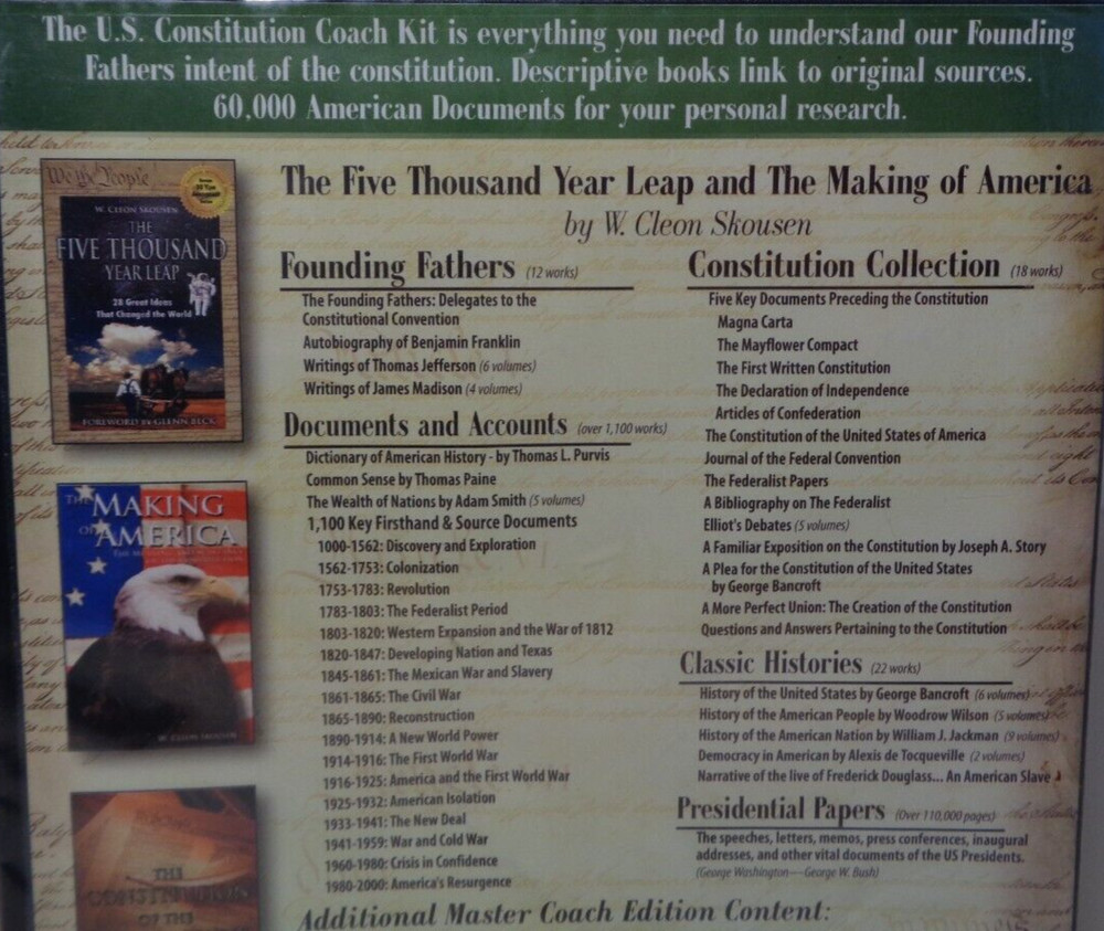US CONSTITUTION COACH KIT From PowerThink / New DVD / Computer Software
