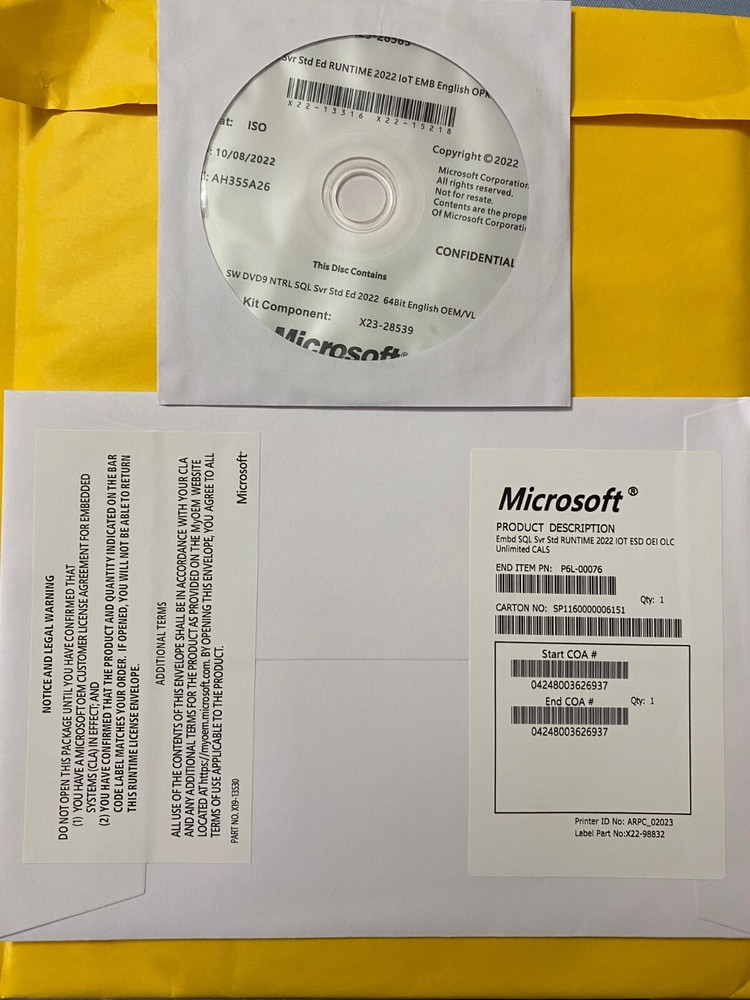 SQL Server 2022 License KEY + DVD | Standard Unlimited Core, Unlimited User CALs