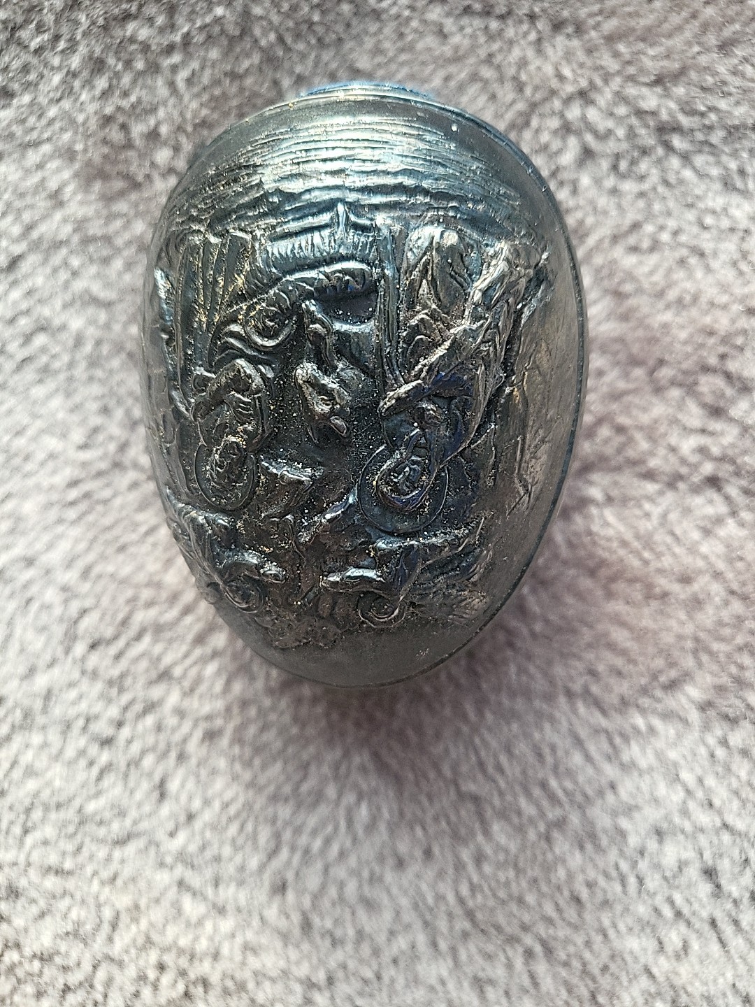 Vtg Not Polished Greek Sterling Silver Orthodox Icon Egg Nativity Resurrection