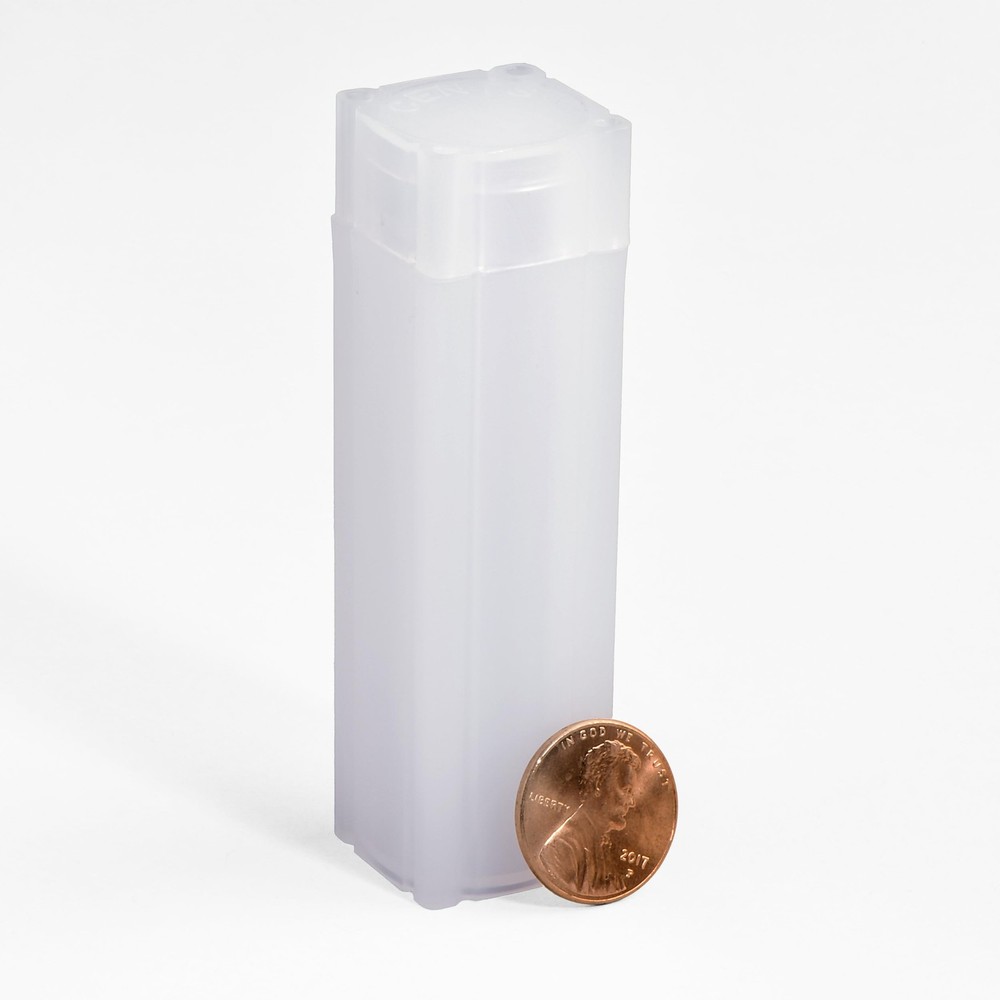 Lighthouse - Square Coin Tubes - Convenient Push Top, 10 pack, White
