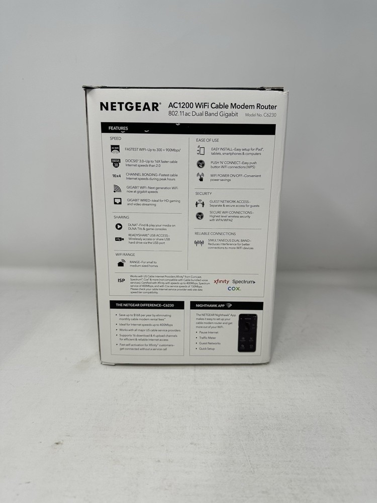 Netgear AC1200 WiFi Cable Modem Router C6230