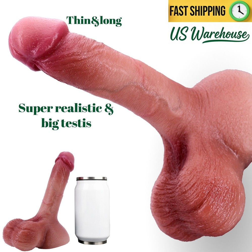 Realistic Dildo Small Thin Dildos for Beginners, 6.7'' Silicone Anal Dildo