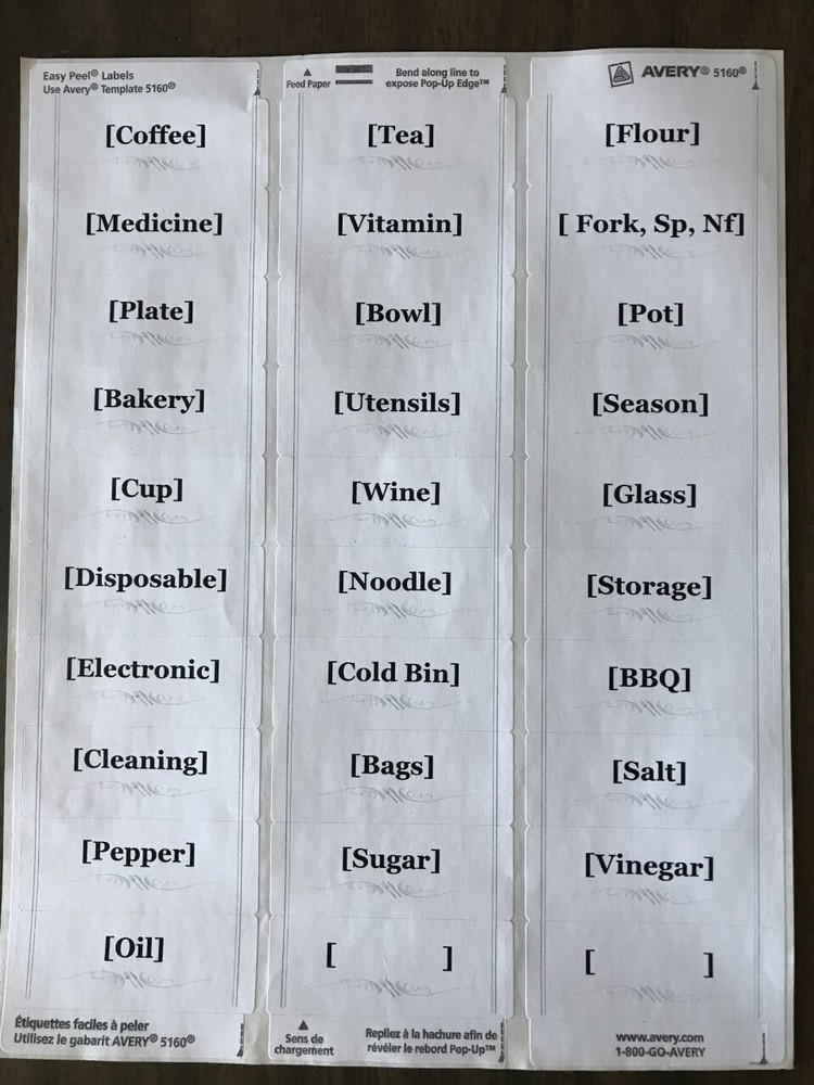 Standard/Customized Home Organization Labels for Kitchen, Bath Room, Garage etc.