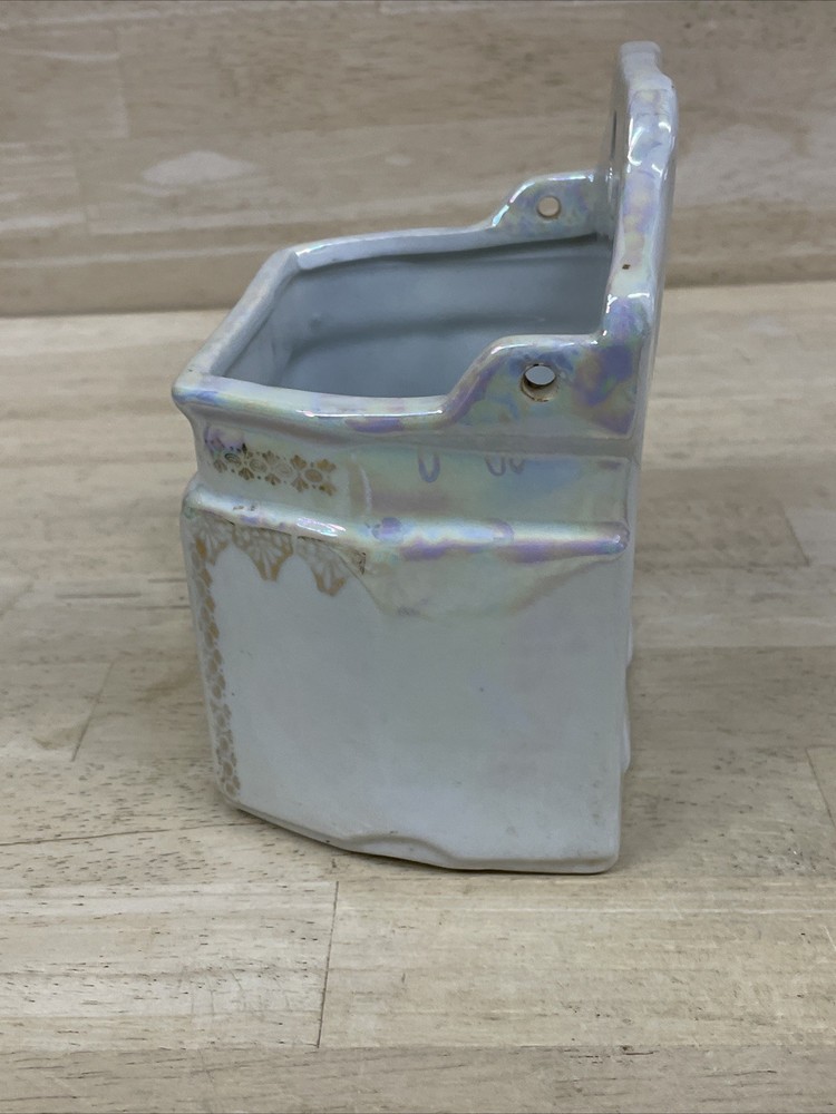 German Lusterware Salt Container Cannister Wall Decor