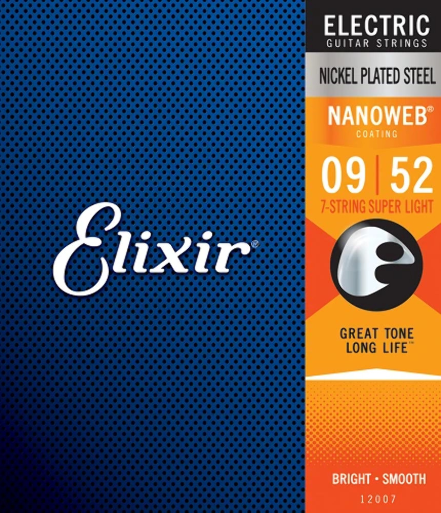 Elixir 7-STRING Nickel Plated Steel Nanoweb Electric Guitar Strings