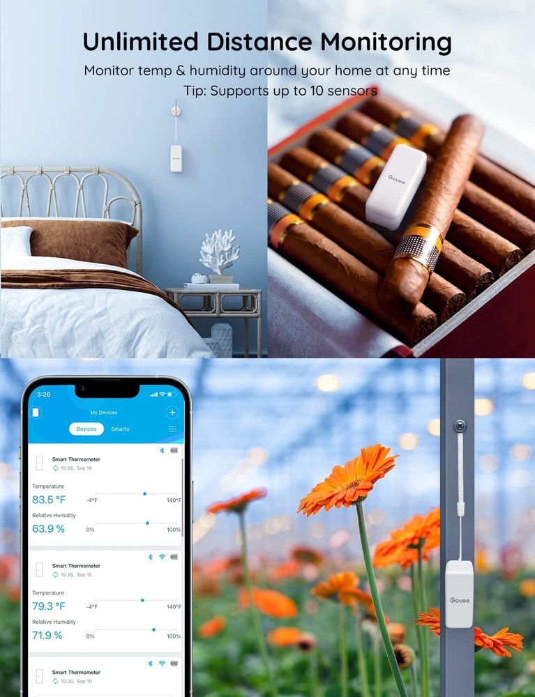Smart Temperature & Humidity Sensor Pack with Bluetooth Alerts and Cloud Storage