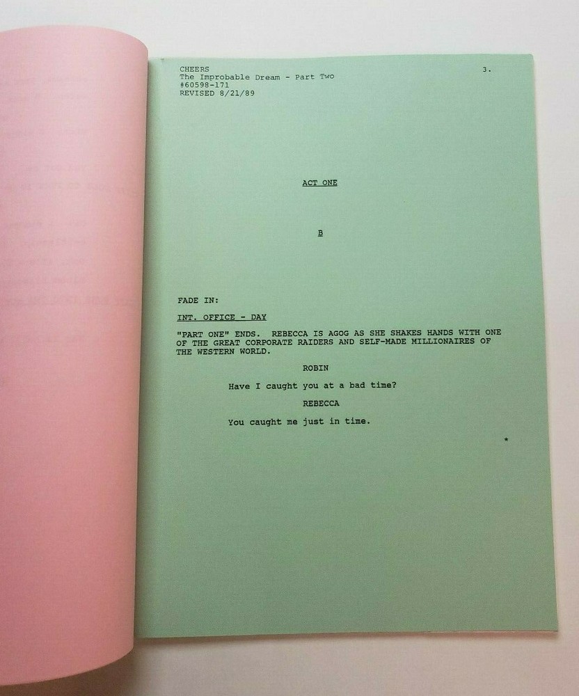 CHEERS / Cheri Eichen 1989 TV Script, Ted Danson "The Improbable Dream: Part 2"