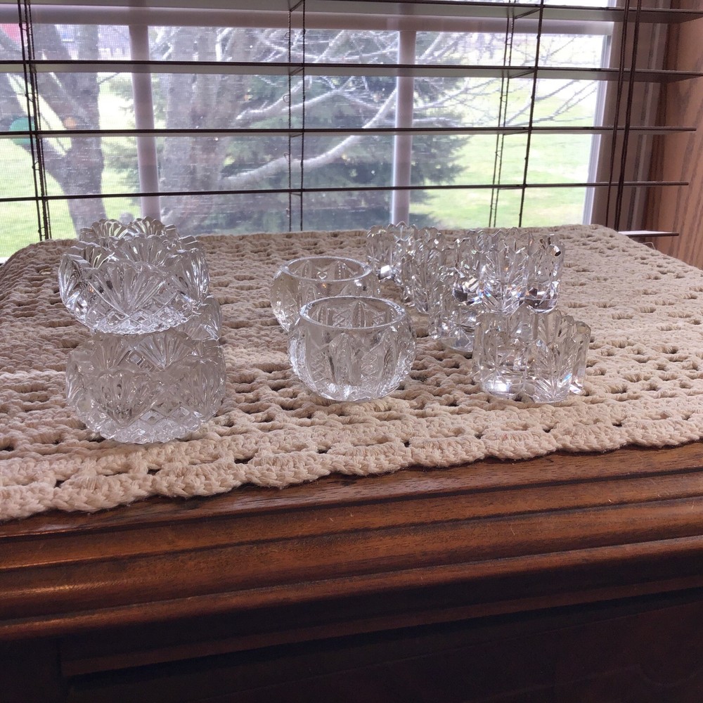 12 antique crystal open salts
