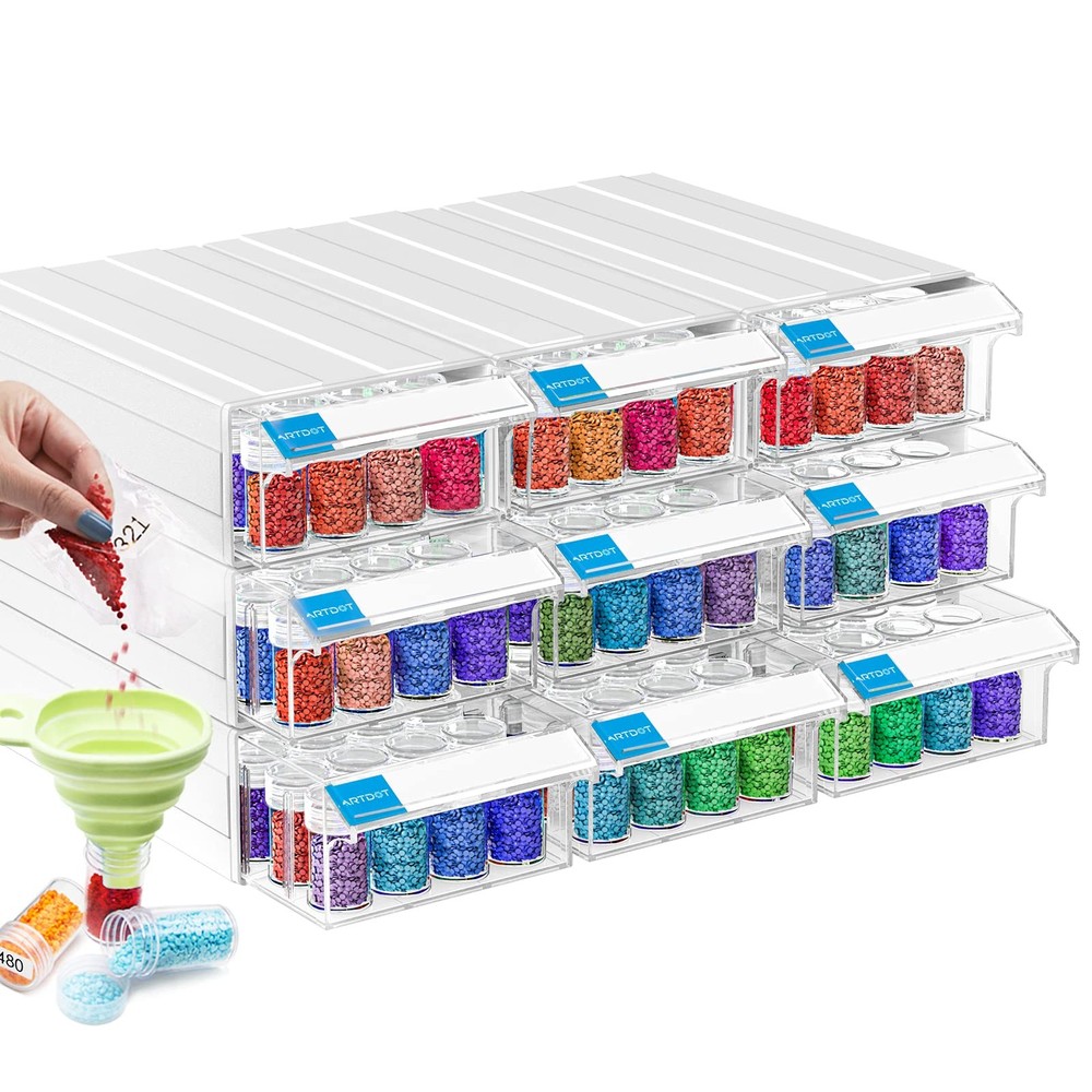 Organize 288 Diamond Painting Slots - ARTDOT 9 Pack Interlocking Storage