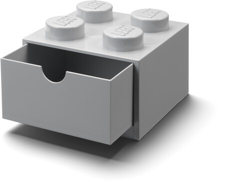 LEGO Stackable Storage: Desk Drawer with 4 Knobs, Grey [New Toy] Gray, Brick