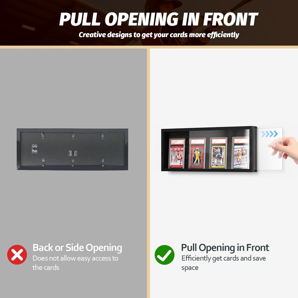 Emfogo Card Display Case, Trading Frame Wall 1 Pack, Black