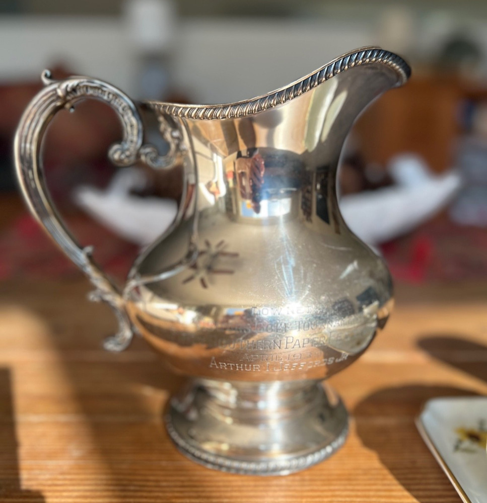 Golf Trophy engraved 1939 Reed & Barton #5200 Silverplate Water Pitcher