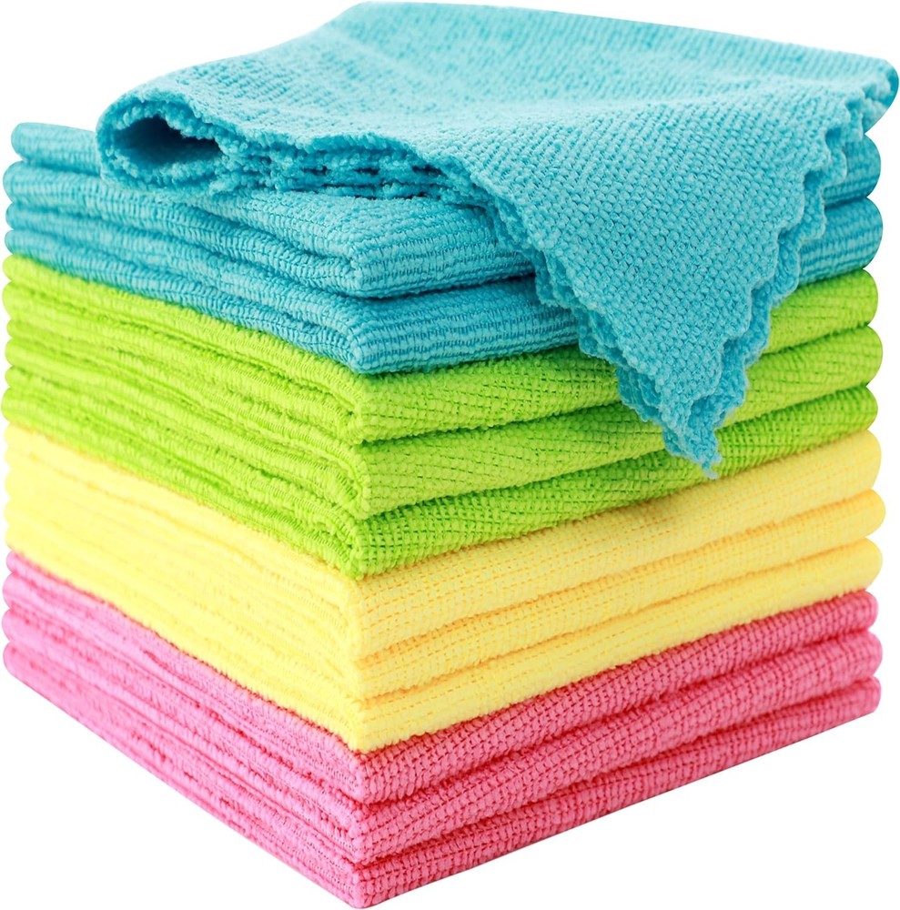 MOONQUEEN 12 Pack Microfiber Cleaning Cloth - Reusable Cleaning Rag, Fast Drying
