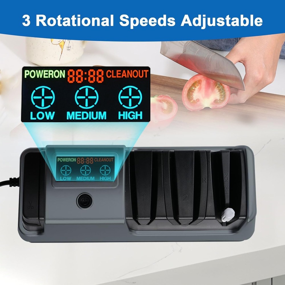 Electric 5 in 1 Knife Sharpener-3 Rotational Speed Adjustable Knife Sharpener