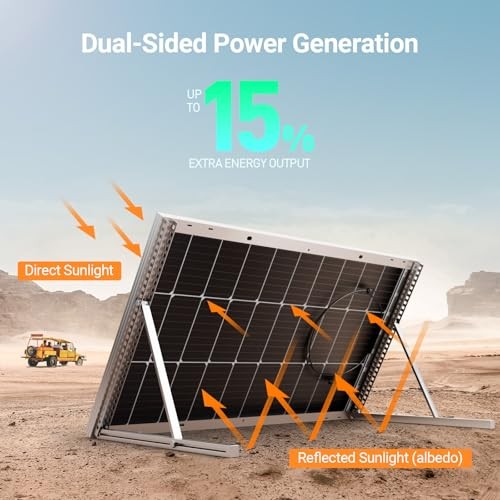 100W Bifacial Solar Panel 12V High Efficiency up to 25% with PERC Cell
