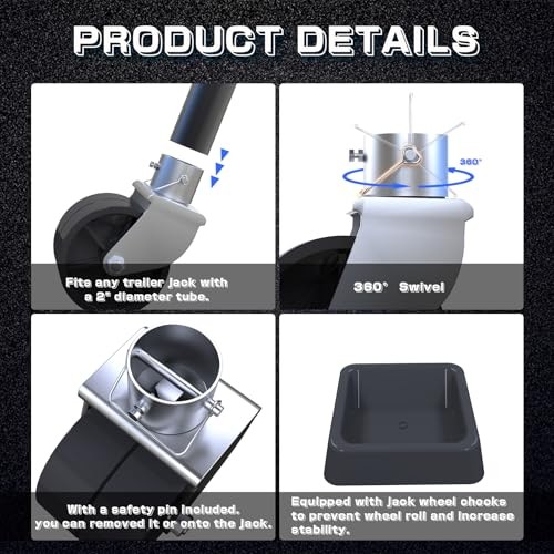 Trailer Jack Wheel Replacement with Rubber Wheel Trailer Jack Wheel with Chock