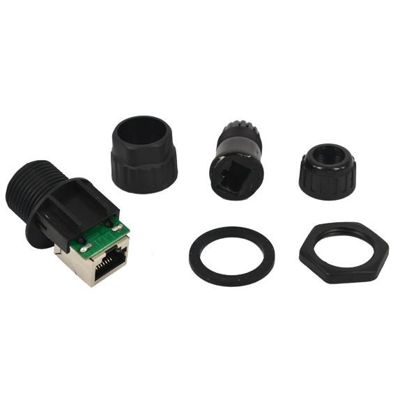 Waterproof IP68 Ethernet RJ45 Panel Mount Pass-Through Connector Socket CAT5-6E