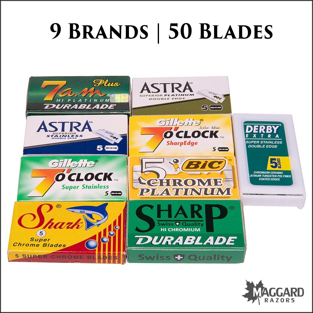 Razor Blades - Maggard Razors Blade Sampler Pack, 9 Brands - 50 Blades
