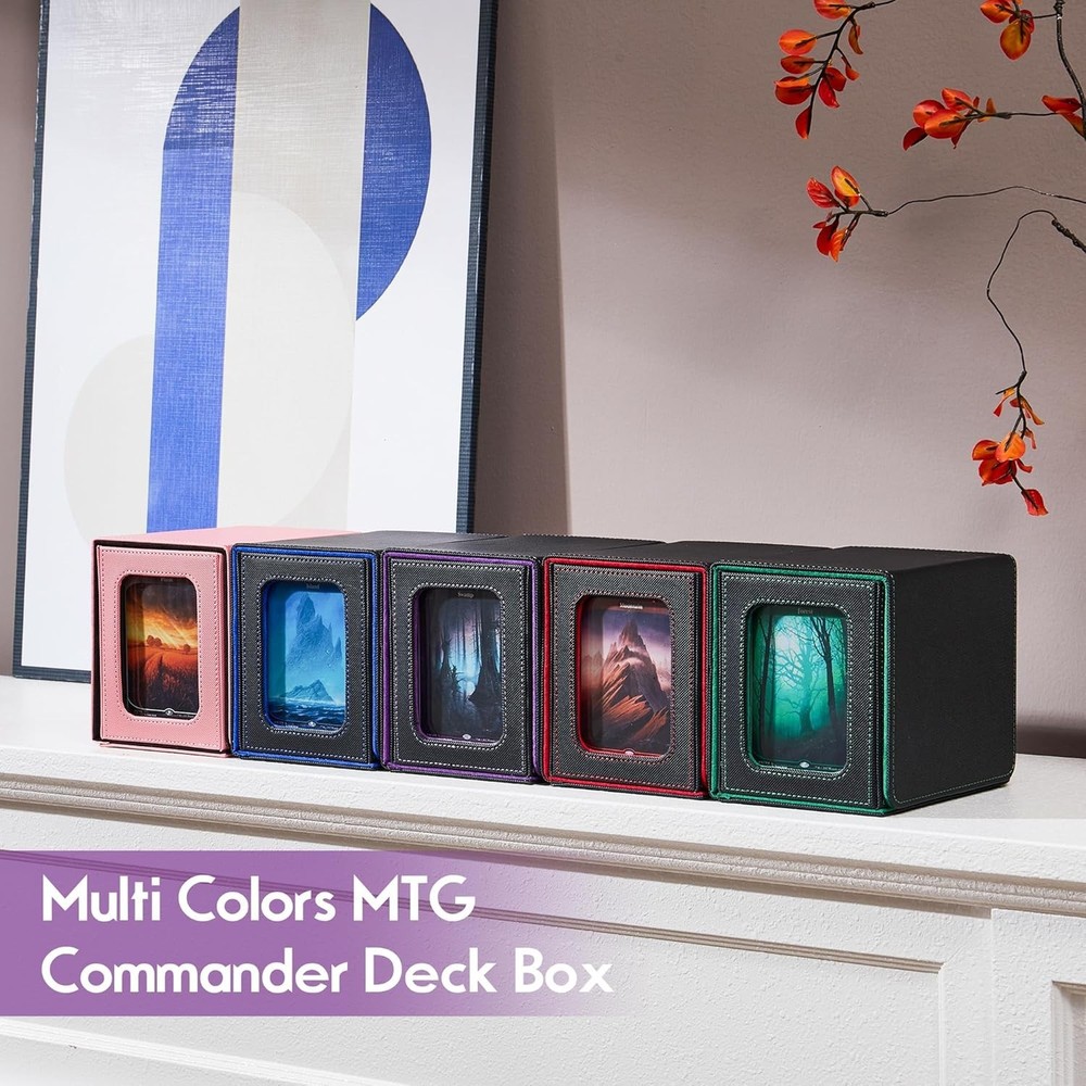 MTG Commander Deck Box with Display Window & Dice Tray, Holds 100+ Double-sle...