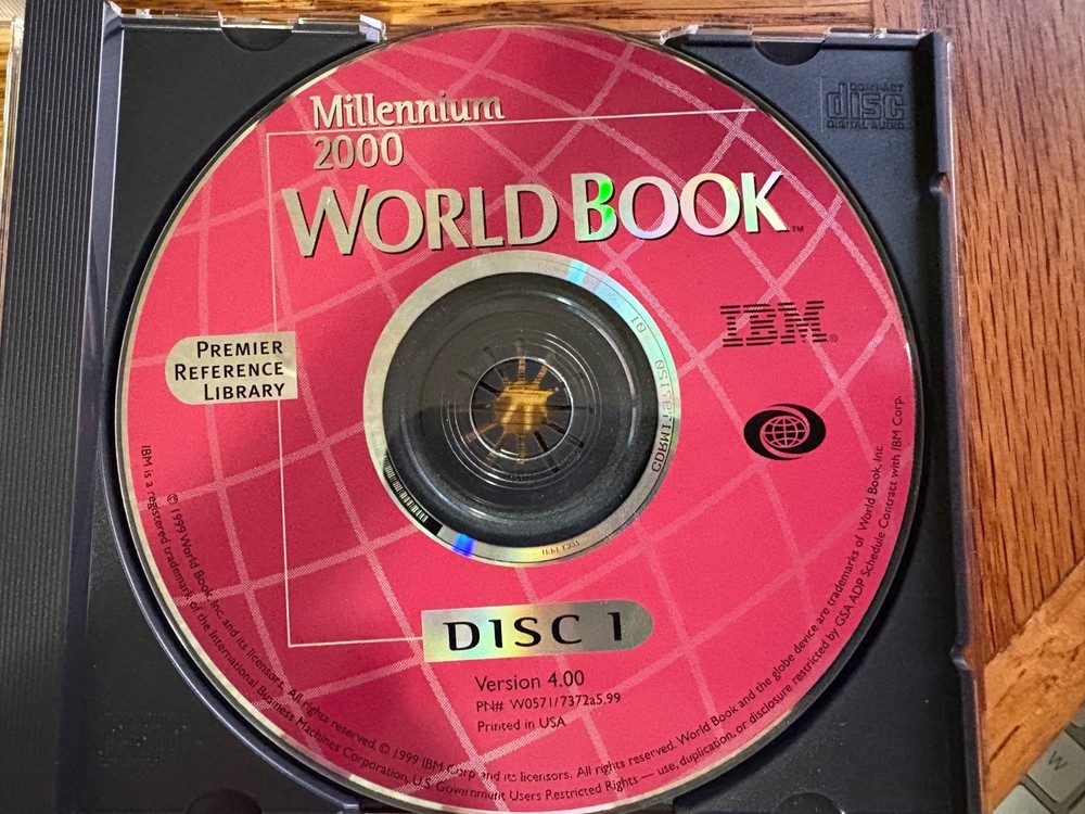 IBM Millennium 2000 World Book v4.00 (1999) - PC CD Software 4 Disk Set