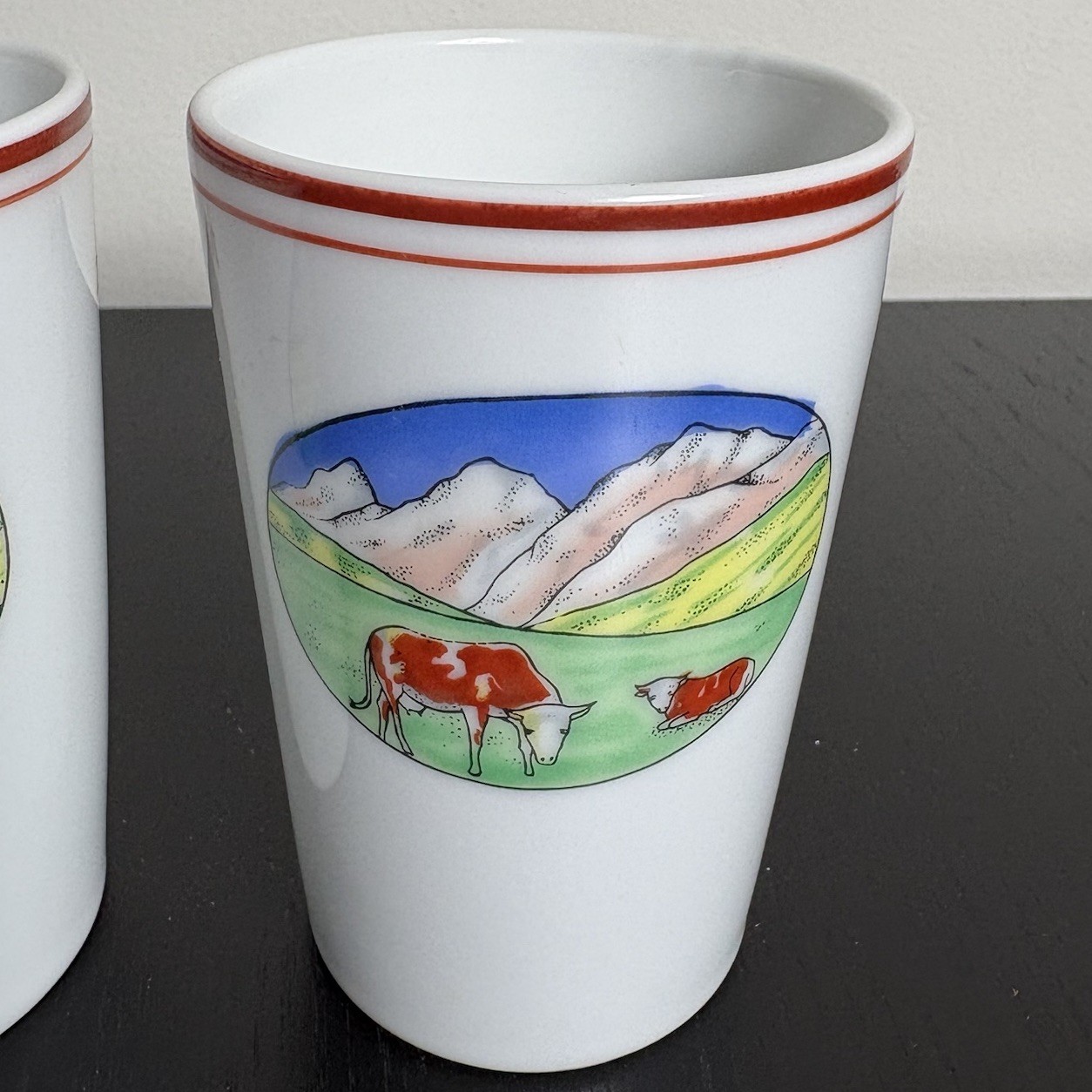 Vintage Lot 1940s/1950s BERNA MELK Dutch Porcelain Swiss Milk Advertising Cups