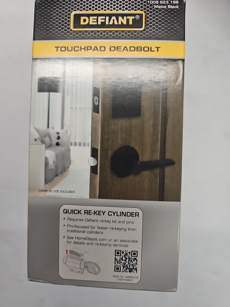 Defiant Square Matte Black Compact Touch Electronic Single Cylinder Deadbolt