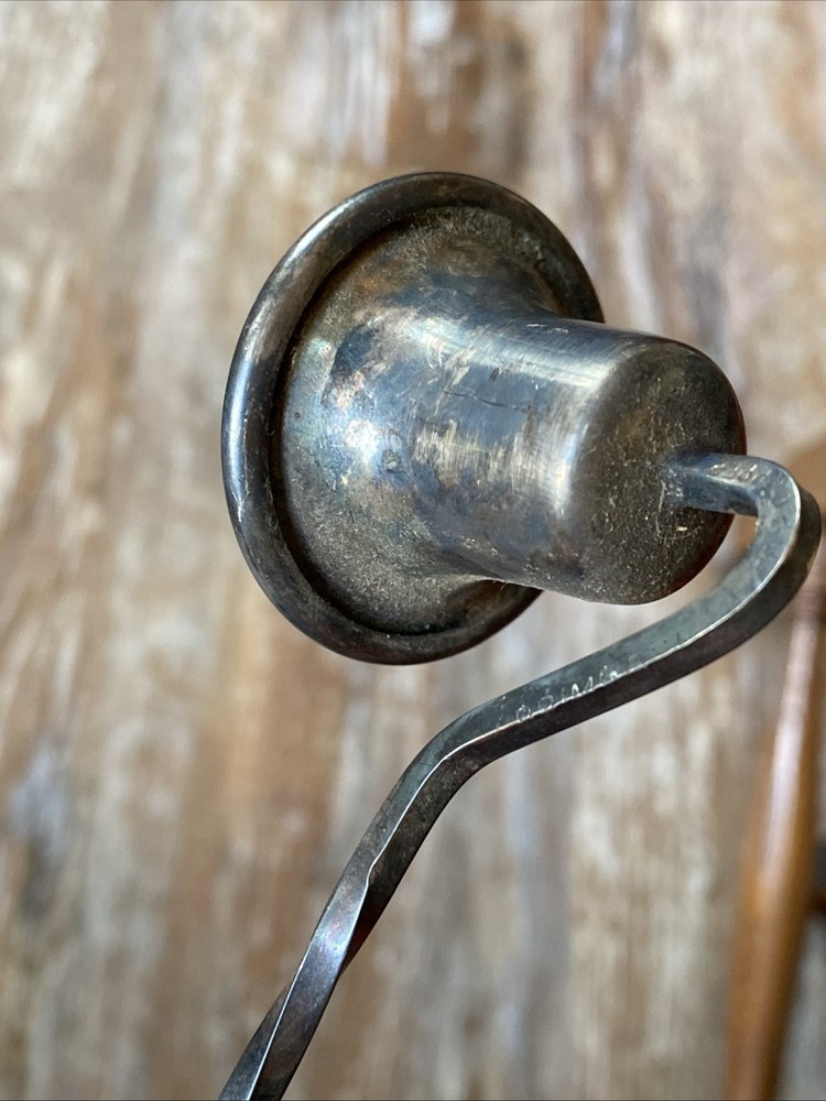 Antique Primrose Plate EP Silver Twisted Handle Vtg Candle Snuffer E.P. Copper