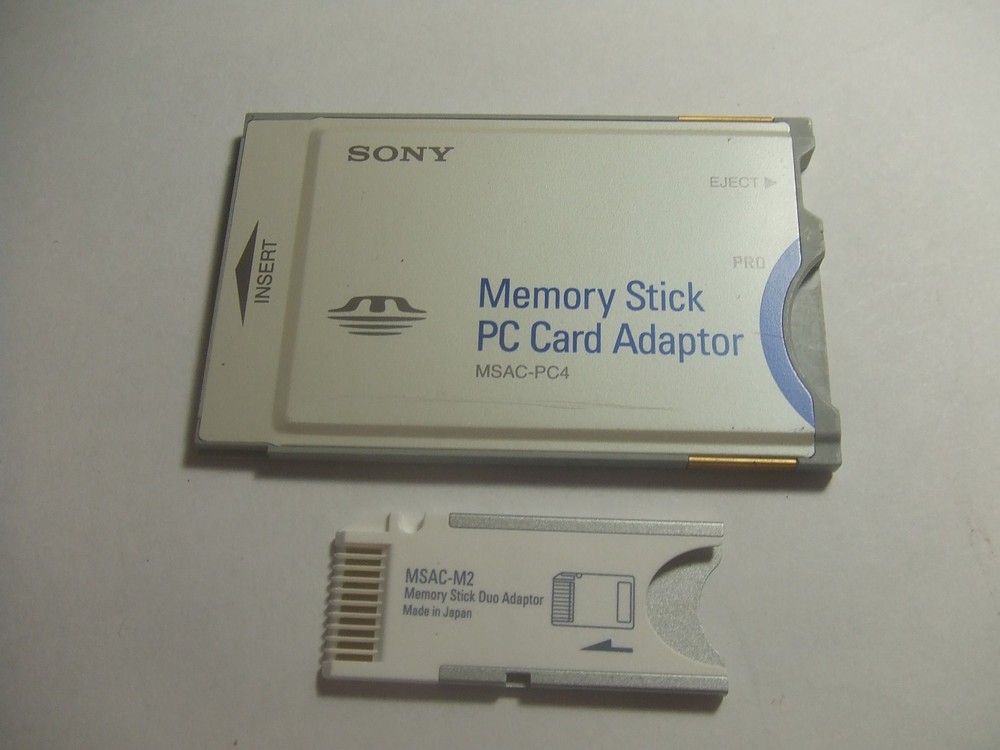 Sony Memory Stick PC Card Adapter MSAC-PC4 w. Memory stick duo adapter