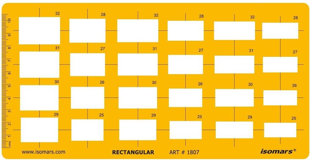 Rectangular Shapes Template Stencil Drafting Jewellery Design Tool 242x123mm