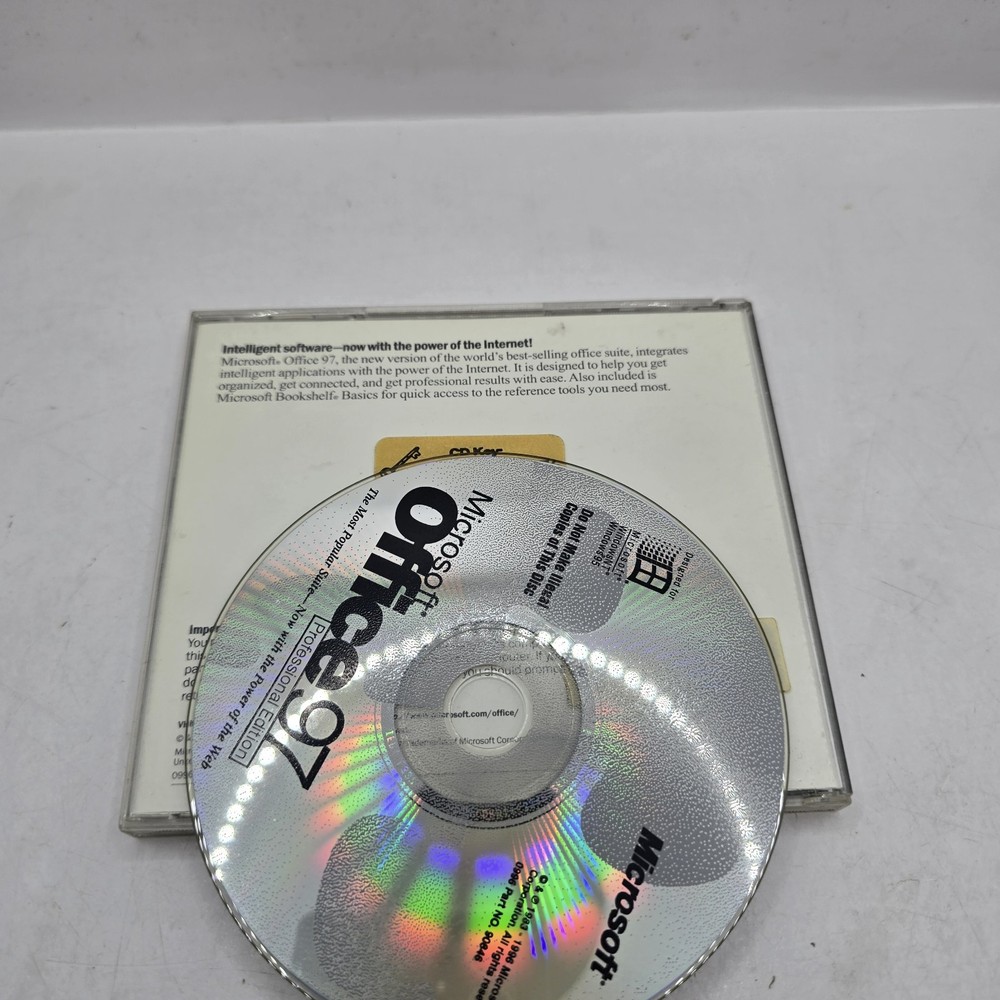 MICROSOFT OFFICE 97 Professional Edition (CD,1997) with CD Key Code