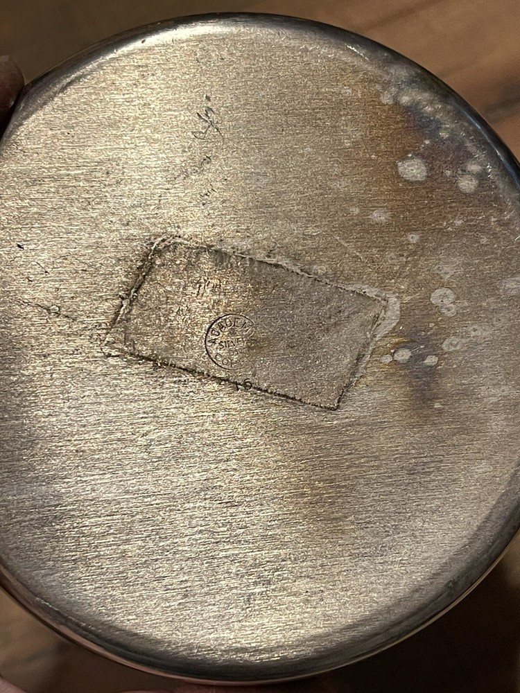 Academy Silver On Copper Pitcher MCM Ice Lip Water Tea Vase Decor