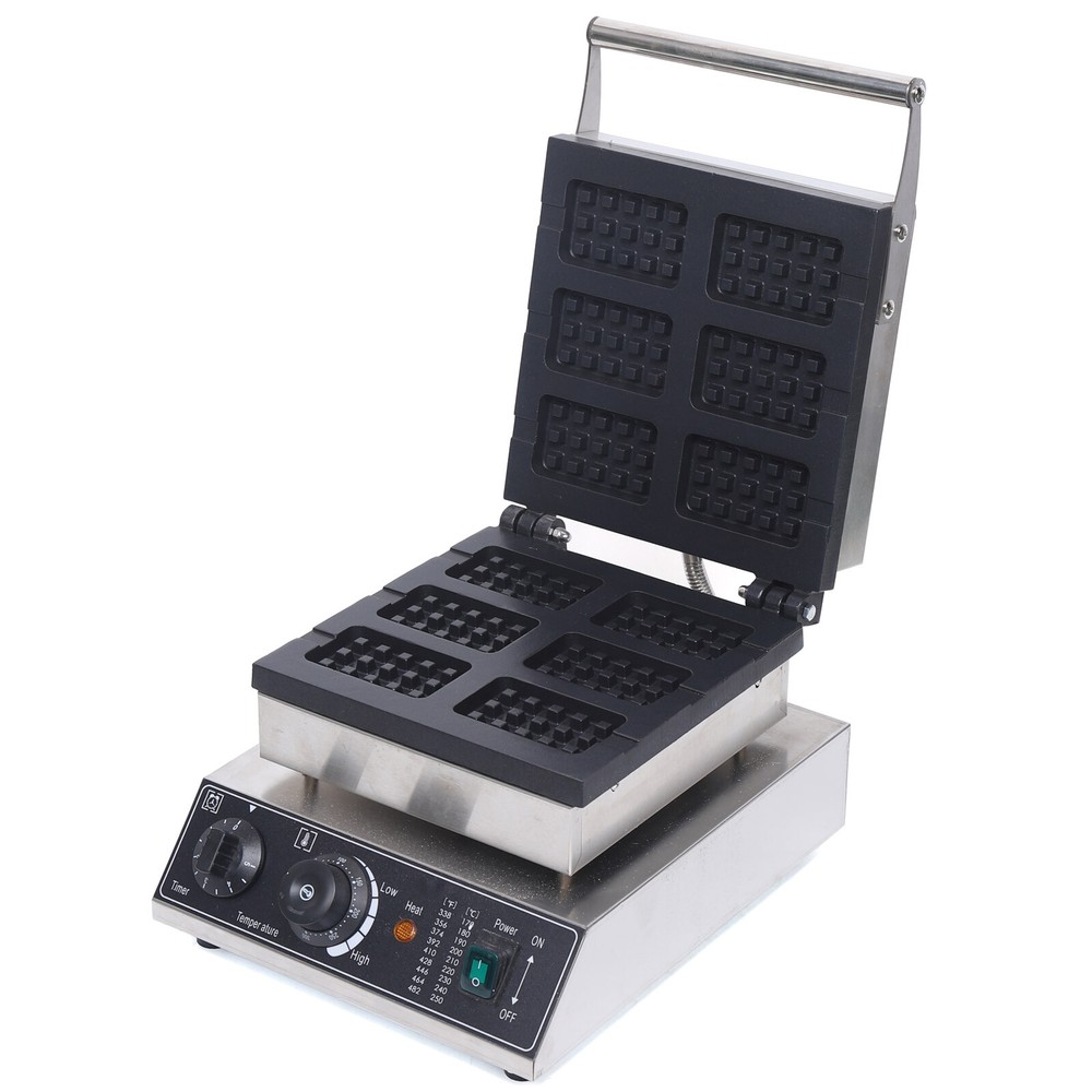 Commercial Nonstick Waffle Maker 6Pcs Rectangle Waffle Baker Machine 110V 1500W