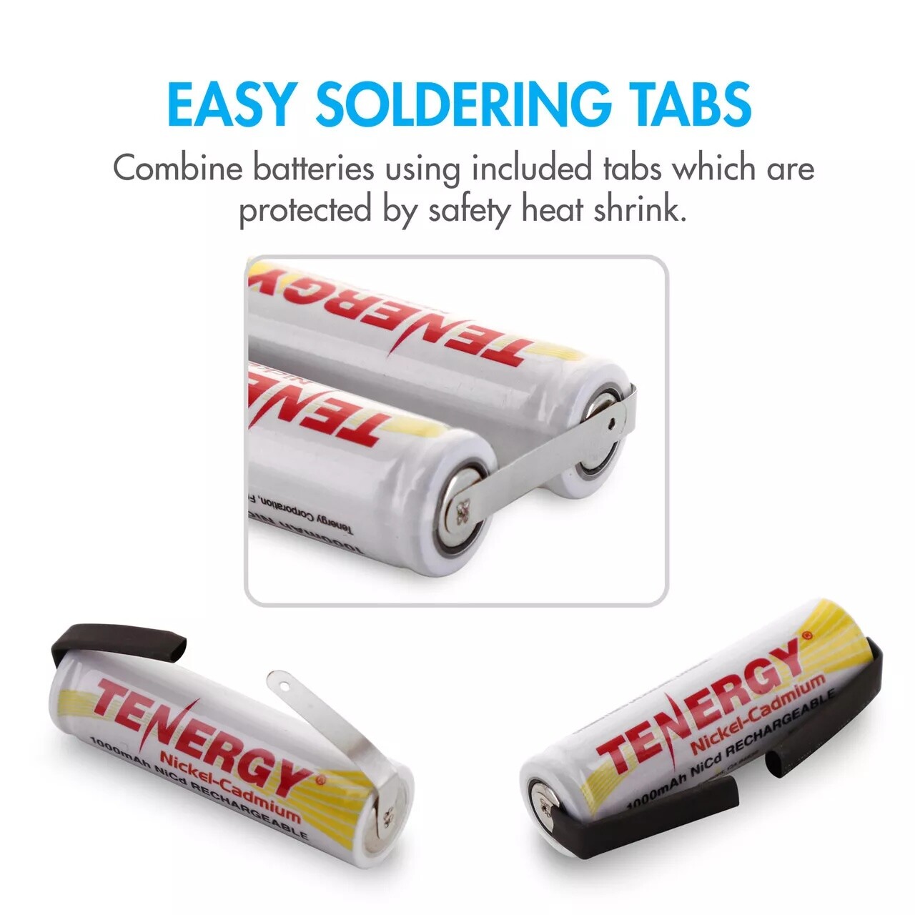 Tenergy 2/3A 4/5A AA C D NiCD 1.2V Battery Sizes Cells With or Without Tabs LOT