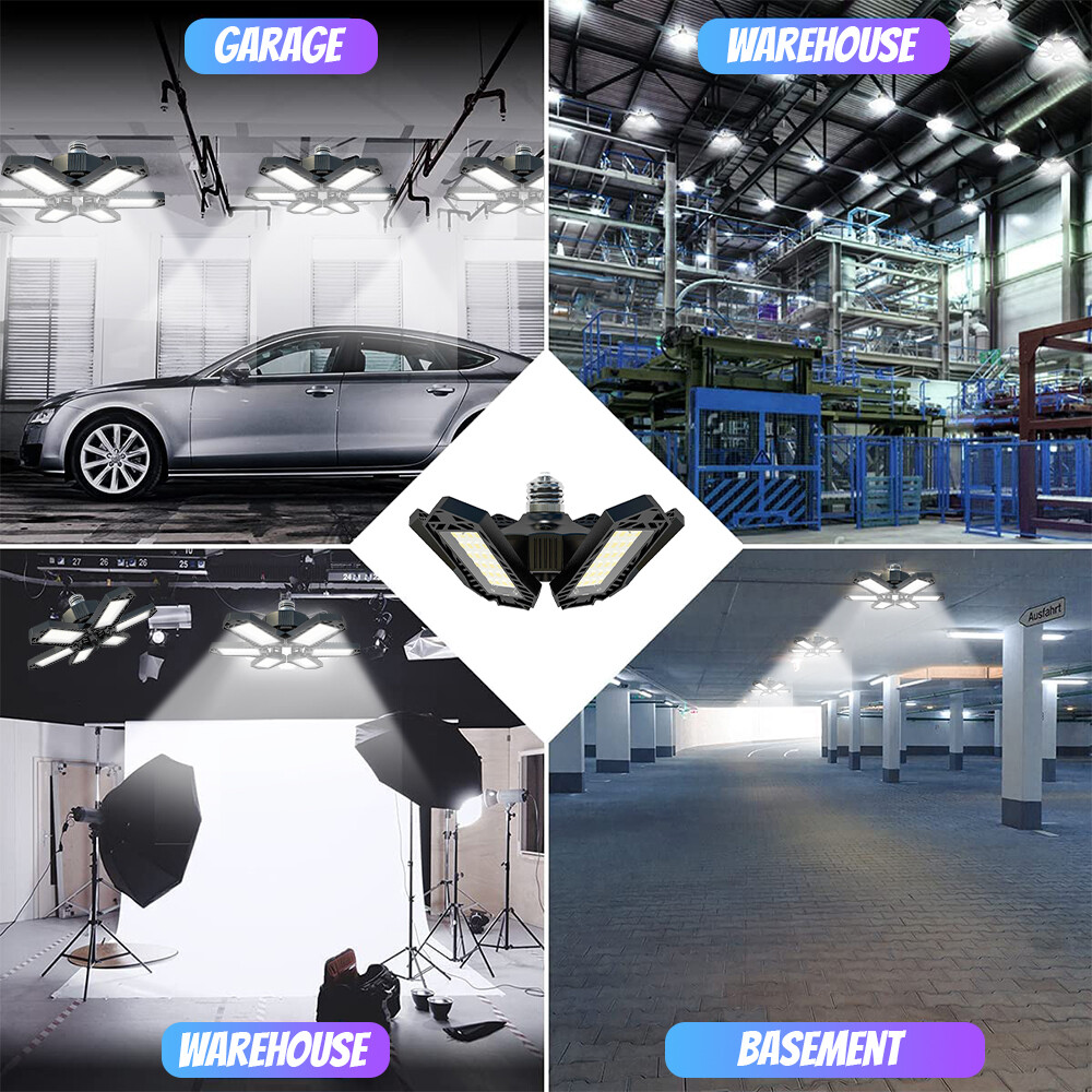 4 Pack LED Deformable LED Garage Light Bright Shop Ceiling Lights Fixture Bulb