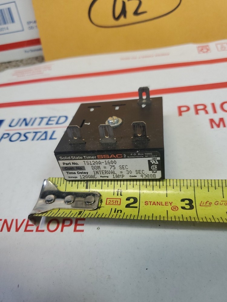 SSAC TS120A-1600 Solid State Timer DOM 75 SEC INTERVAL 30 SEC 120VAC USED, U2
