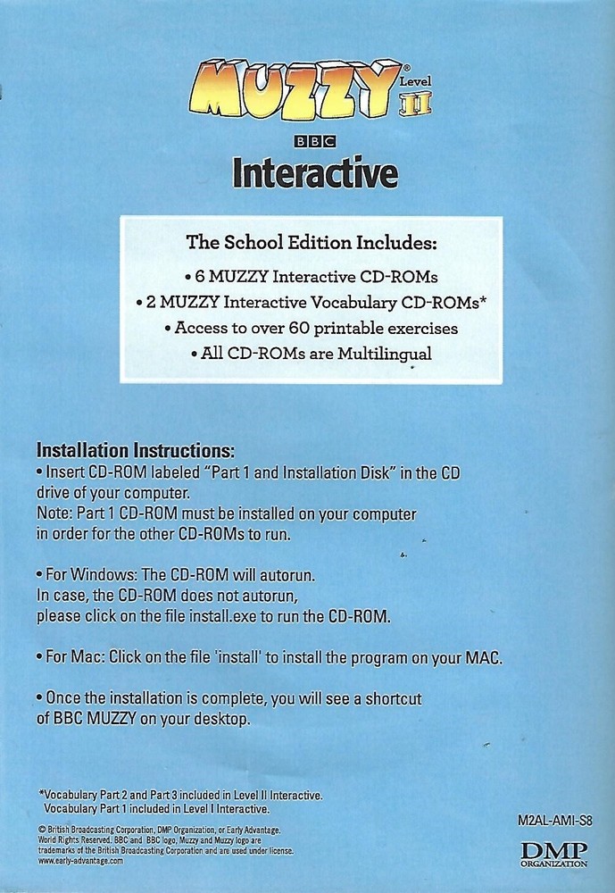 Muzzy Interactive Level II: Language Games and Exercises Software (CD, 8-Discs)