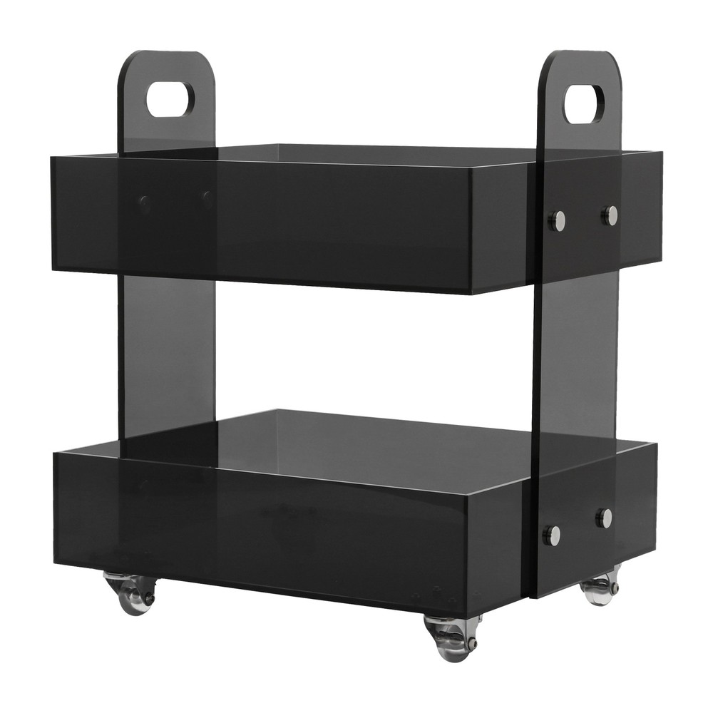 Acrylic Nightstand Transparent End Table Clear Storage Side Table with 4 Wheels