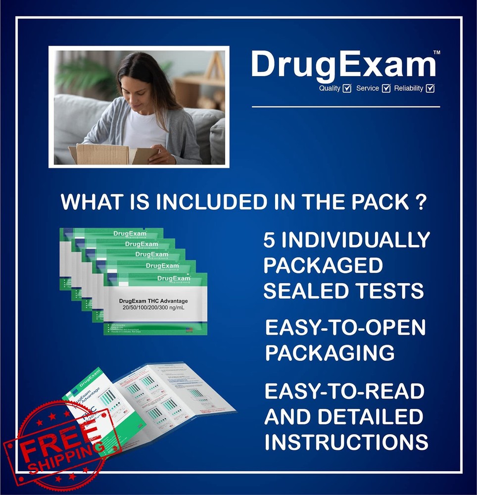 DrugExam 5 Pack Marijuana Test Dip Cards Cannabinoids Rapid