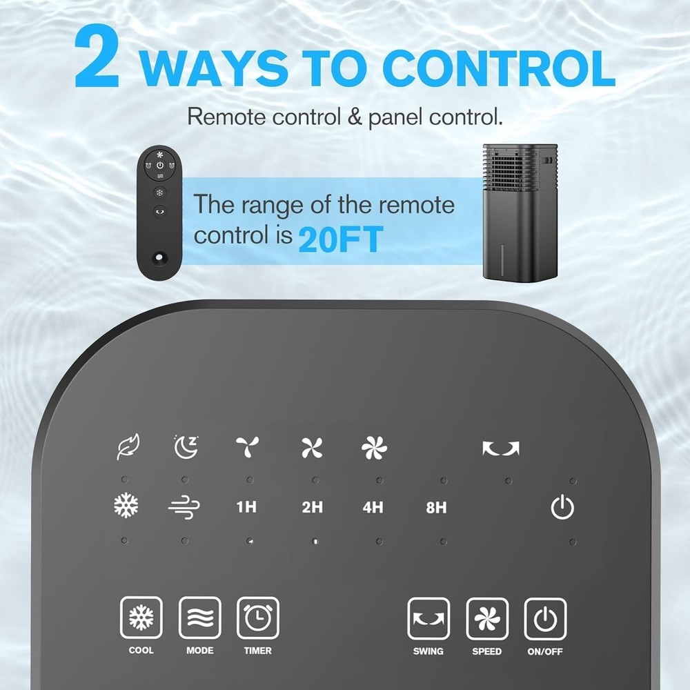 Windowless Portable Air Conditioner Timer Oscillation Remote 3-in-1 AC Black