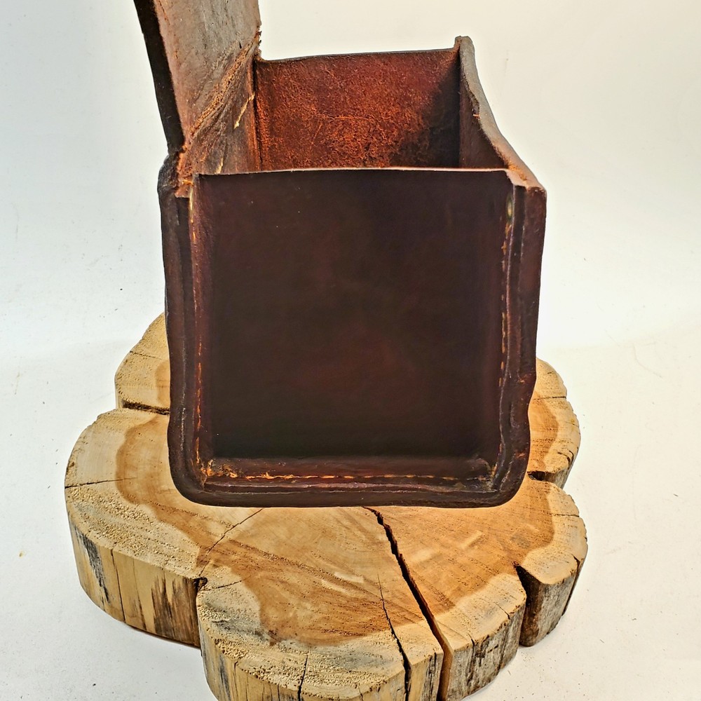 Antique leather ammunition box
