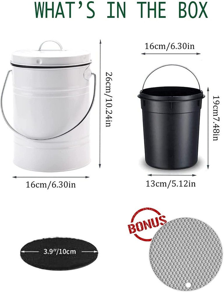 Compost Bin for Kitchen Counter, LALASTAR Small Metal Compost Bin Indoor Kitc...