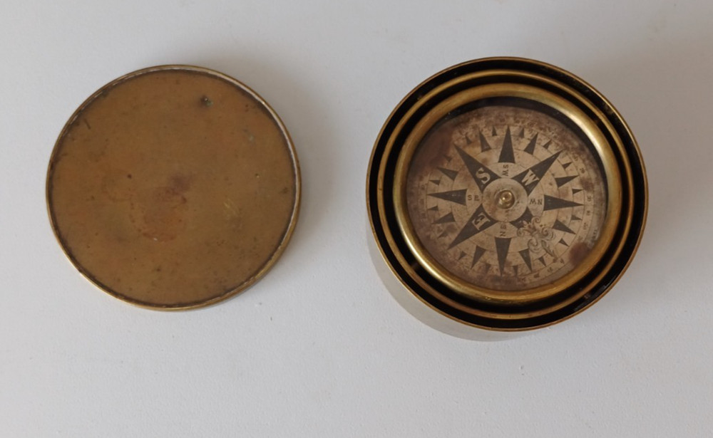 19th century brass floating dial compass