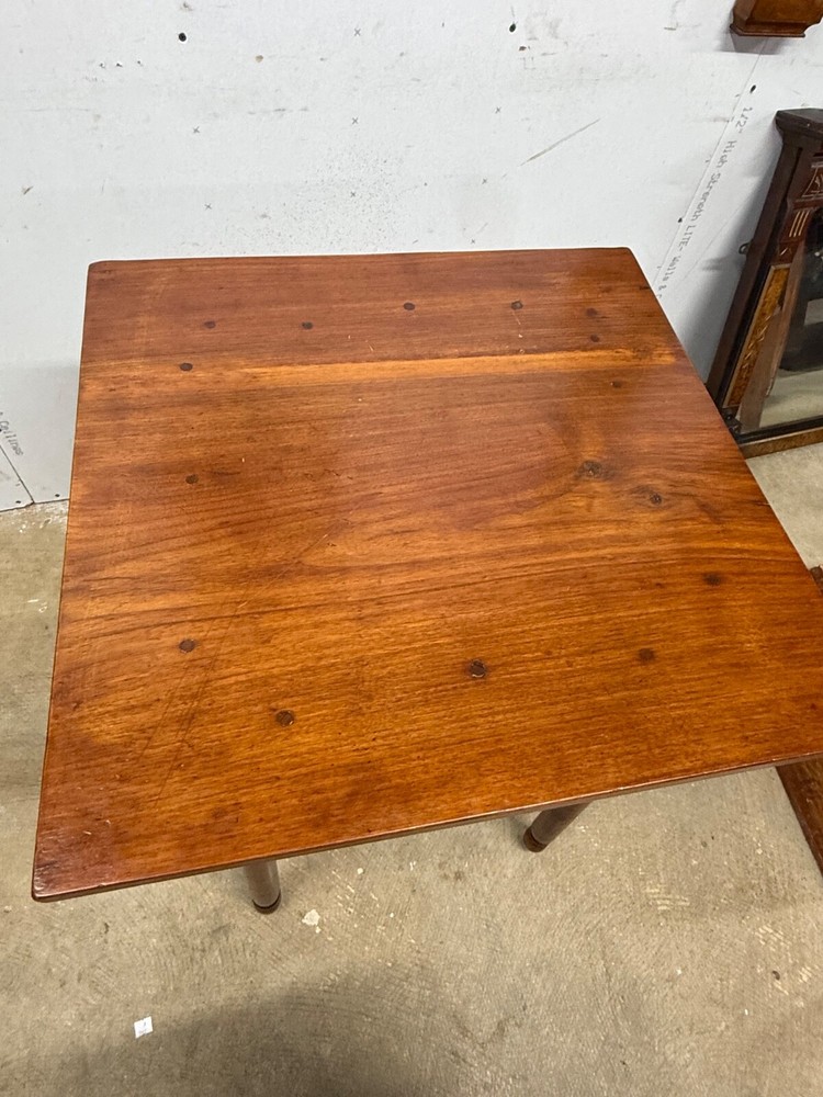 antique bench made tiger maple & walnut work table night stand end 1800s drawer