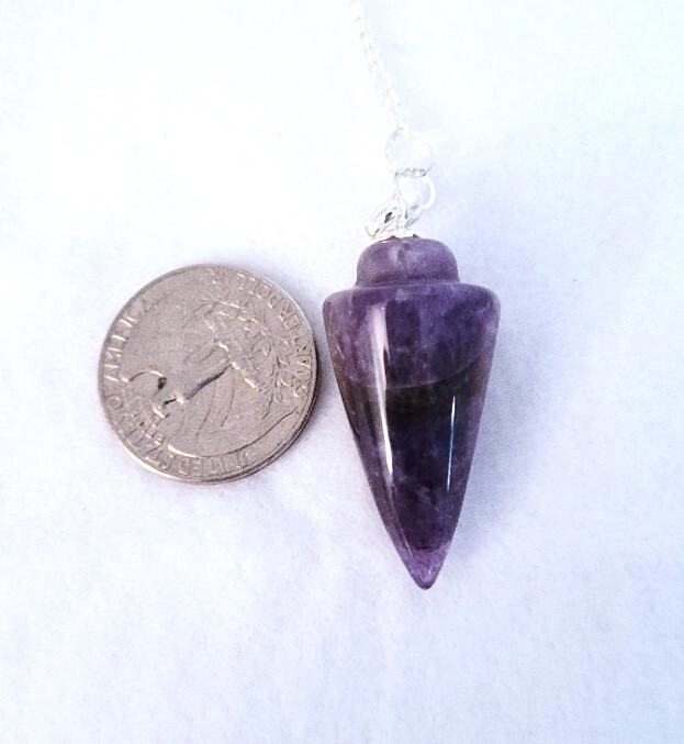 Pendulum Teardrop Amethyst 7 Chakra Beads and Pendulum Chart, Activator
